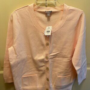 J. Jill Pink 3/4 Sleeve Cardigan